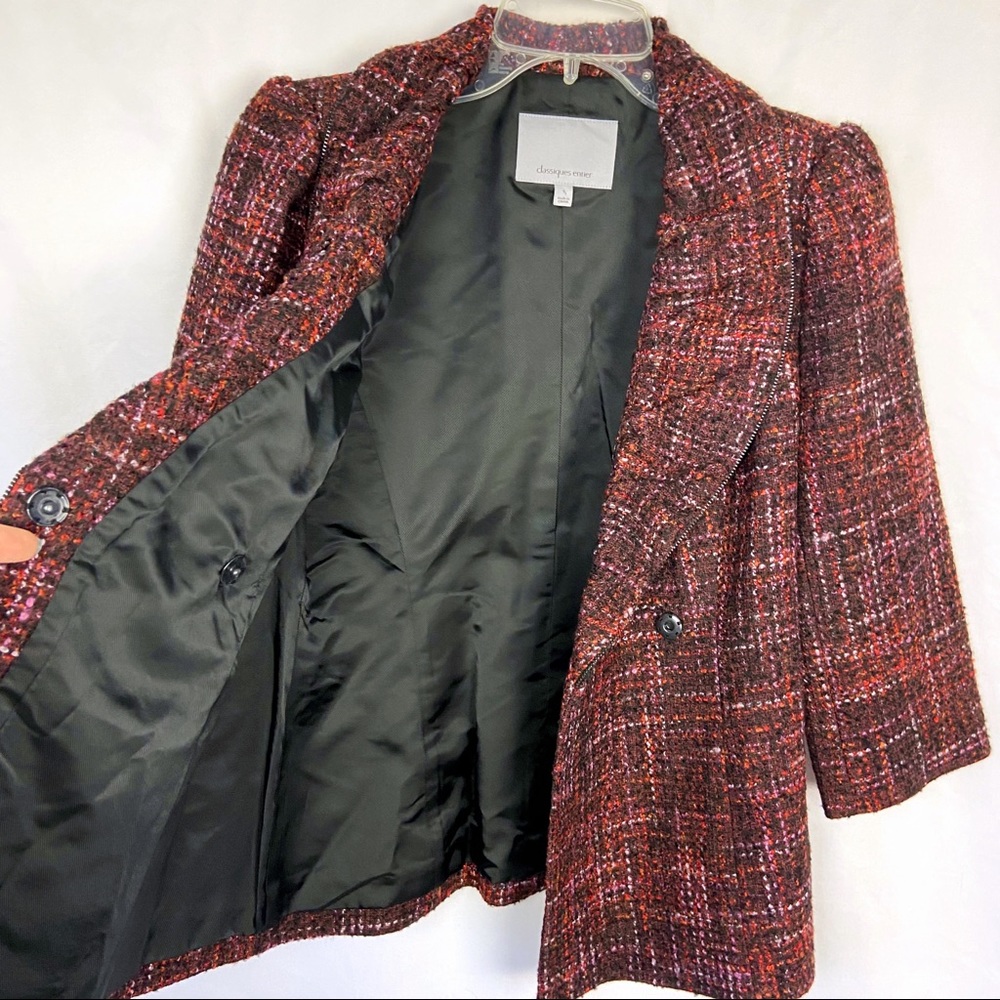 Classiques Entier red & black tweed jacket S - Picture 6 of 9